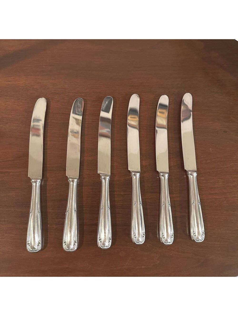 Vintage Robeson Continental Germany Stainless Dinner Knives Floral Set of 6